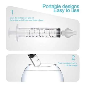 Syringe Nasal Irrigator, Professional Baby Nasal Irrigator Portable Infant Nose Cleaner Rinsing Device Fast All Natural Relief-Nasal Irrigation/Nasal Spray/Nasal Hygiene (2 pièces)