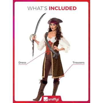 Smiffys High Seas Pirate Wench Costume for Themed Events