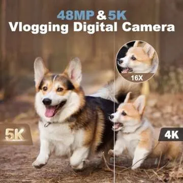 5K Digital Camera with 48MP Dual Lens for Vlogging