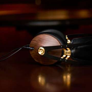MEZE AUDIO | 99 Classics Walnut Gold | Wooden Closed-Back Headphones for Audiophiles | Gaming | Podc...