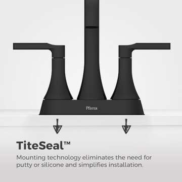 Pfister Vaneri Bathroom Sink Faucet, 4-Inch Centerset, 2-Handle, 3-Hole, Matte Black Finish, LF048VRIBB