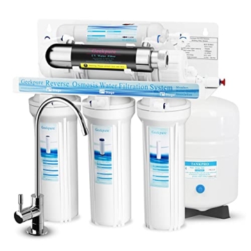 Geekpure 6 Stage Reverse Osmosis RO Drinking Water Filter System with UV Filter-75GPD