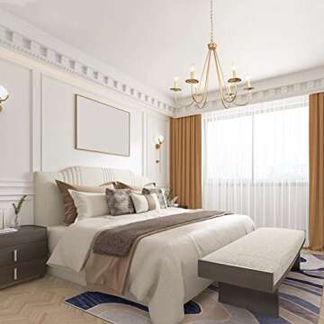 KSANA Modern Gold Chandelier, 6-Light Chandelier Light Fixture, 28’’ Large Hanging Pendant Light for Dining Room, Living Room & Kitchen Island, Soft Gold Finish