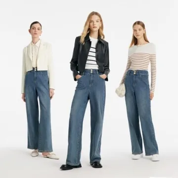 GOELIA Tall Jeans for Women Blue High Waisted Straight Wide Leg Button Jeans Womens Baggy Jeans Denim Pants high Rise Jeans for Women