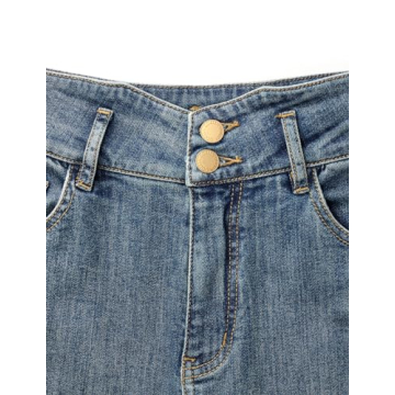 GOELIA Tall Jeans for Women Blue High Waisted Straight Wide Leg Button Jeans Womens Baggy Jeans Denim Pants high Rise Jeans for Women