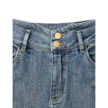 GOELIA Tall Jeans for Women Blue High Waisted Straight Wide Leg Button Jeans Womens Baggy Jeans Denim Pants high Rise Jeans for Women