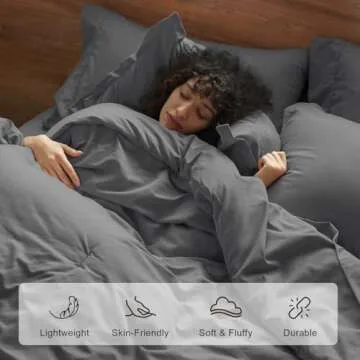 PHF 7 Pieces California King Comforter Set, Lightweight Bed in A Bag & 18" Sheet Set for All Season, Ultra Soft Cozy Bedding with Comforter, Sheets, Pillowcases & Shams, Dark Grey