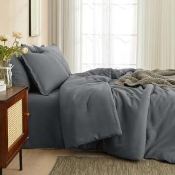 PHF 7 Pieces California King Comforter Set, Lightweight Bed in A Bag & 18" Sheet Set for All Season, Ultra Soft Cozy Bedding with Comforter, Sheets, Pillowcases & Shams, Dark Grey