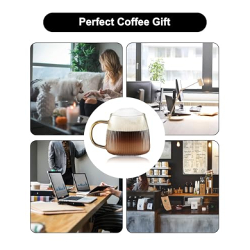 ZHMTang Unique Glass Coffee Mugs Set with Stripes and Handles