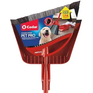 O-Cedar Pet Pro Broom Set with Step-On Dustpan | Effortless Cleaning Tool for Pet Owners
