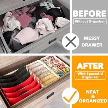 SpaceAid Underwear Drawer Organizer, 4 Pack Dresser Organizer Bins for Nursery, Closet Organization ...