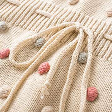 Simplee kids Baby Girl Kint Rompers Fall Sleeveless Pompoms Baby Girl Rompers 0-3 Months Little Girl Apricot Overall Jumpsuit Outfit