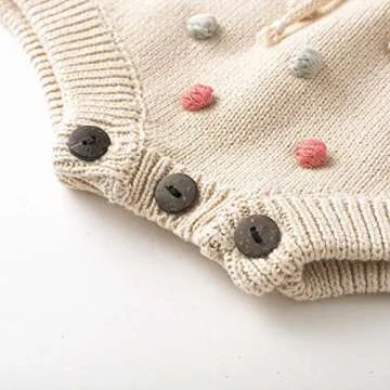 Simplee kids Baby Girl Kint Rompers Fall Sleeveless Pompoms Baby Girl Rompers 0-3 Months Little Girl Apricot Overall Jumpsuit Outfit
