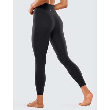 CRZ YOGA Womens Brushed Naked Feeling Workout Leggings 25" - High Waisted Gym Compression Tummy Control Yoga Pants Black Medium