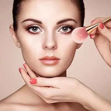 BEATURE 2 Pieces Large Mineral Powder Brushes, Soft Fluffy Makeup Brushes for Foundation, Blush and Highlighter, Professional Makeup Set for Blending, Buffing, Contour Formation (Rose Gold)