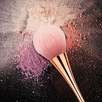BEATURE 2 Pieces Large Mineral Powder Brushes, Soft Fluffy Makeup Brushes for Foundation, Blush and Highlighter, Professional Makeup Set for Blending, Buffing, Contour Formation (Rose Gold)