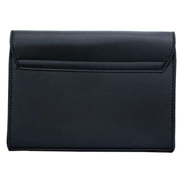 KKXIU Women Elegant Faux Leather Evening Envelope Clutch Purse Foldover Bags for Party Wedding Prom (A-Black)