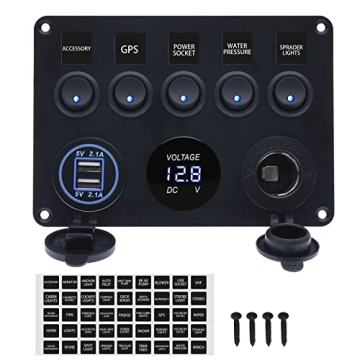 Geloo 5 Gang Marine Switch Panel Ideal for Outdoor Use