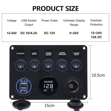 Geloo 5 Gang Marine Switch Panel Ideal for Outdoor Use
