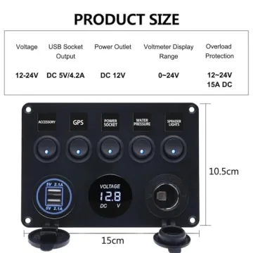 Geloo 5 Gang Marine Switch Panel Ideal for Outdoor Use