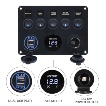 Geloo 5 Gang Marine Switch Panel Ideal for Outdoor Use