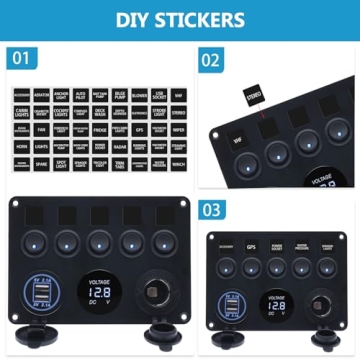 Geloo 5 Gang Marine Switch Panel Ideal for Outdoor Use