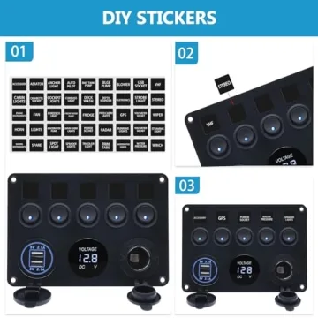 Geloo 5 Gang Marine Switch Panel Ideal for Outdoor Use