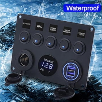 Geloo 5 Gang Marine Switch Panel Ideal for Outdoor Use