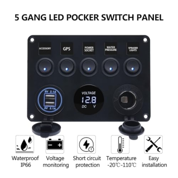 Geloo 5 Gang Marine Switch Panel Ideal for Outdoor Use