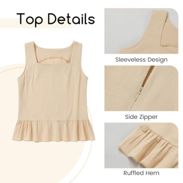 WESIDOM Womens Summer 2 Piece Linen Tank and Shorts Set