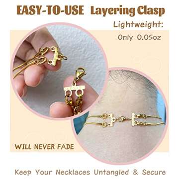 Lucky Necklace Layering Clasp Womens Jewelry Separators 18K Gold and Silver Multiple Necklace Clasp Look (1 pcs Silver White)