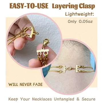 Lucky Necklace Layering Clasp Womens Jewelry Separators 18K Gold and Silver Multiple Necklace Clasp Look (1 pcs Silver White)
