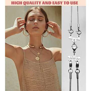 Lucky Necklace Layering Clasp Womens Jewelry Separators 18K Gold and Silver Multiple Necklace Clasp Look (1 pcs Silver White)