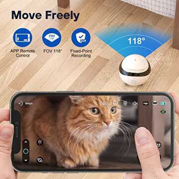 360°Dog Camera: Whole House Movable Camera, Pet Camera with 2 Way Audio, Motion Detection, Night Vision, Self-Charging, Cat Camera WiFi Wireless Security Camera, Remote APP Control Camera for Dog Cat