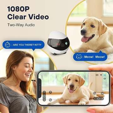 360°Dog Camera: Whole House Movable Camera, Pet Camera with 2 Way Audio, Motion Detection, Night Vision, Self-Charging, Cat Camera WiFi Wireless Security Camera, Remote APP Control Camera for Dog Cat