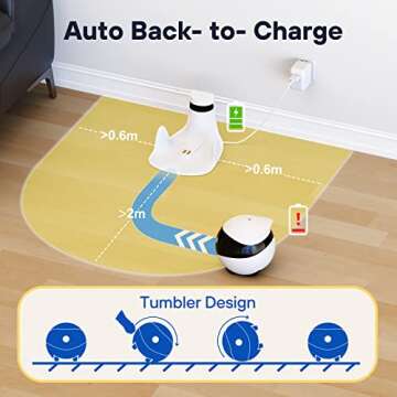 360°Dog Camera: Whole House Movable Camera, Pet Camera with 2 Way Audio, Motion Detection, Night Vision, Self-Charging, Cat Camera WiFi Wireless Security Camera, Remote APP Control Camera for Dog Cat