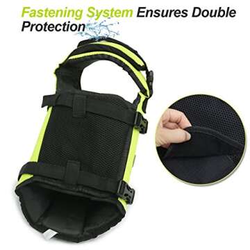 VIVAGLORY Ripstop Dog Life Jacket for Small Medium Large Dogs Boating, Swimming Vest for Dogs with Enhanced Buoyancy & Visibility, Bright Yellow