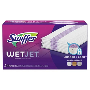Swiffer WetJet Hardwood Floor Cleaner Spray Mop Pad Refill, Multi-Surface Cleaning Power, 24 Count