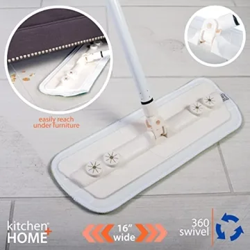 16-Inch Kitchen + Home Flat Microfiber Mop - Adjustable Handle