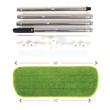 16-Inch Kitchen + Home Flat Microfiber Mop - Adjustable Handle