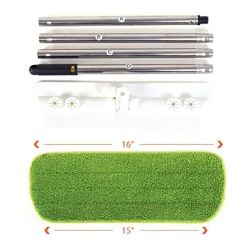 16-Inch Kitchen + Home Flat Microfiber Mop - Adjustable Handle