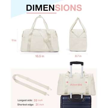 BAGSMART BAGSMART Gym Bag for Women, Carry on Weekender OvernightTravel Duffel Bags with Trolley Sle...