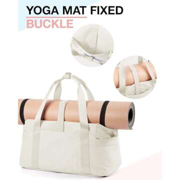 BAGSMART BAGSMART Gym Bag for Women, Carry on Weekender OvernightTravel Duffel Bags with Trolley Sleeve, Personal Item Travel Bag Tote Workout Dance Bag(Light Beige,Medium)