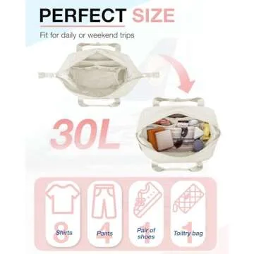 BAGSMART BAGSMART Gym Bag for Women, Carry on Weekender OvernightTravel Duffel Bags with Trolley Sleeve, Personal Item Travel Bag Tote Workout Dance Bag(Light Beige,Medium)