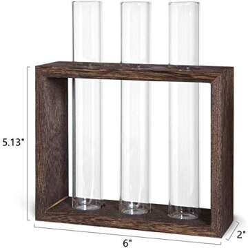 Ivolador Wall Mounted Hanging Plants Terrariumin Test Tube Flower Bud Tabletop Glass Wooden Stand with 3 Test Tube Perfect for Propagating Hydroponic Plants Home Garden Wedding Decoration-Brown