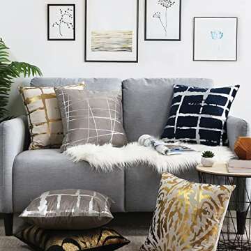 INSPI DECOR Blue and Gold Pillow Cover Super Soft Velvet Geometric Throw Pillow Cover 18x18 Inch – Set of 2