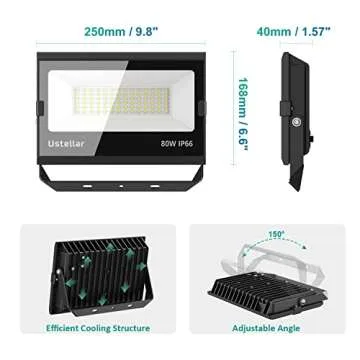 Ustellar 80W LED Flood Lights Waterproof 24000LM