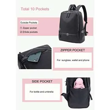 PAOIXEEL Stylish Lightweight PU Leather Backpack