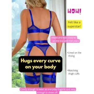 Kaei&Shi Sexy Garter Thong Lingerie Set for Women