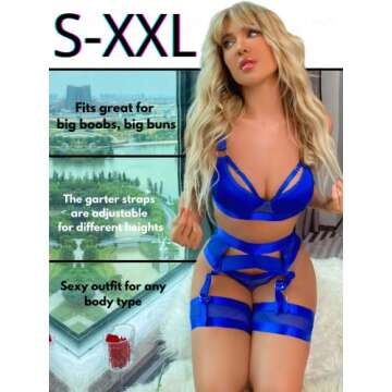 Kaei&Shi Sexy Garter Thong Lingerie Set for Women